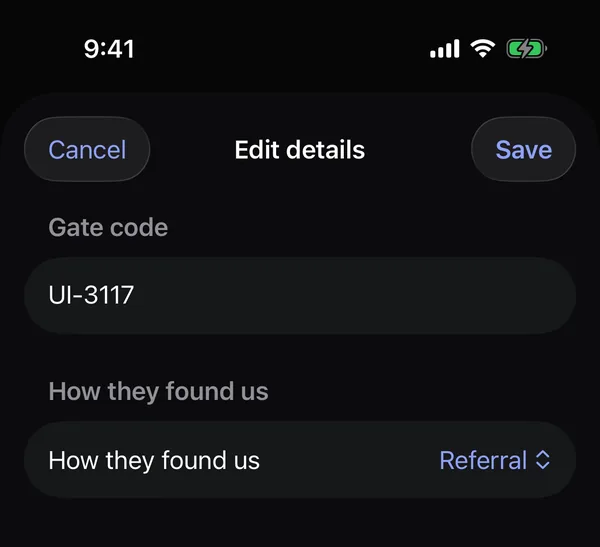 Editing details