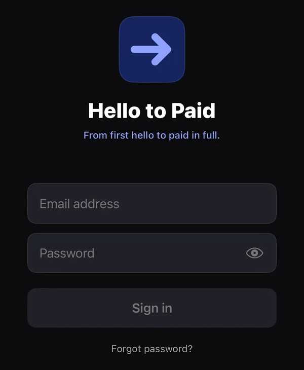 The sign-in screen