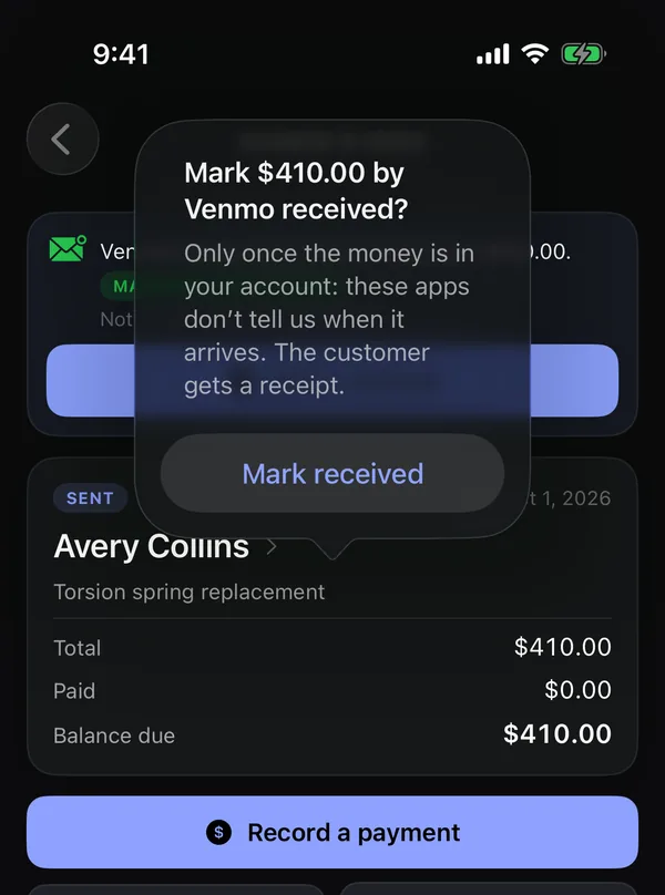 Confirming a payment