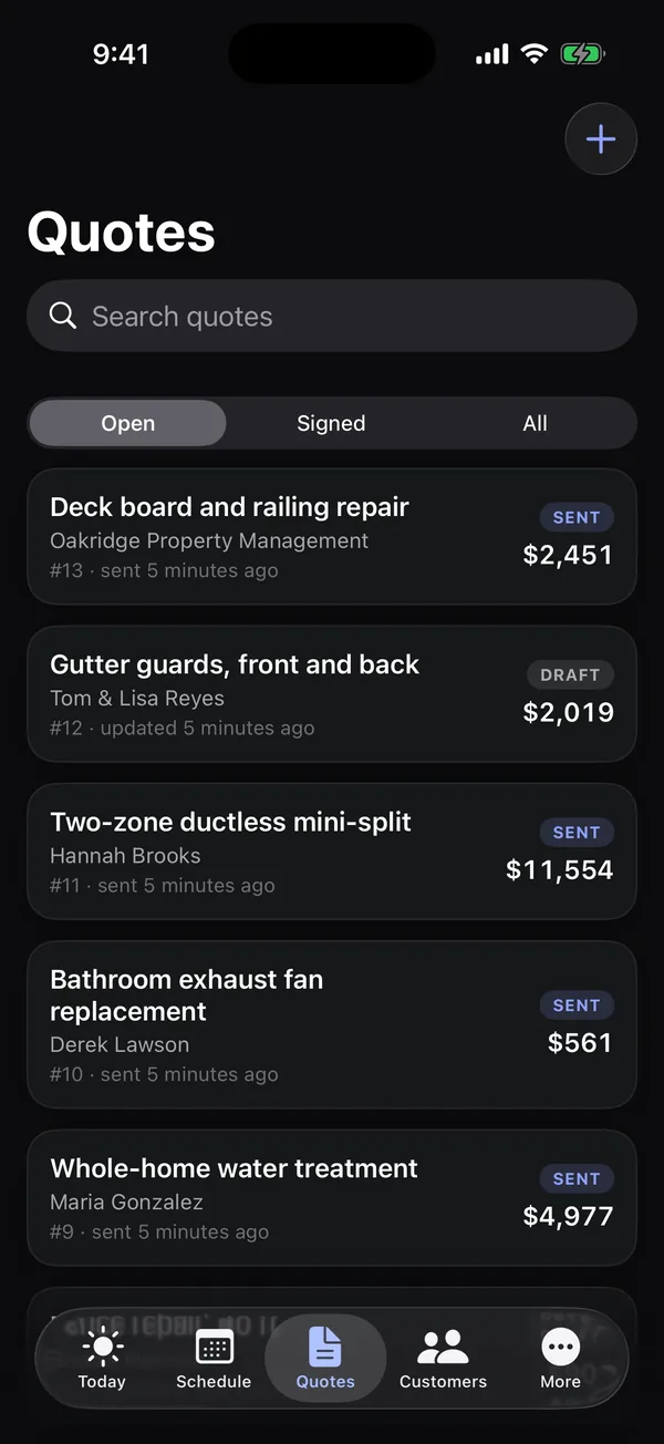 The Quotes tab