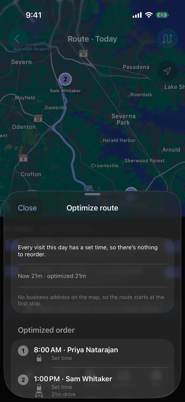 Optimize route