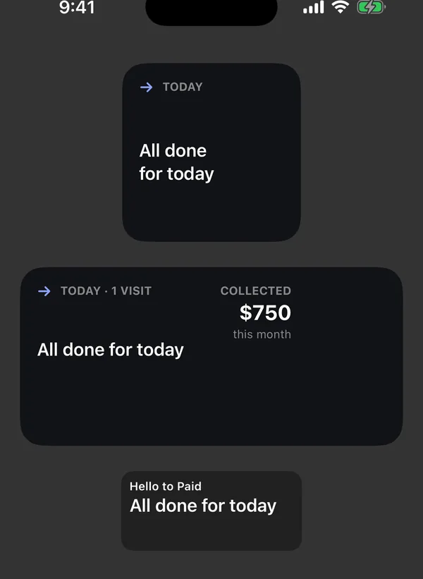 The widget in small, medium and Lock Screen sizes