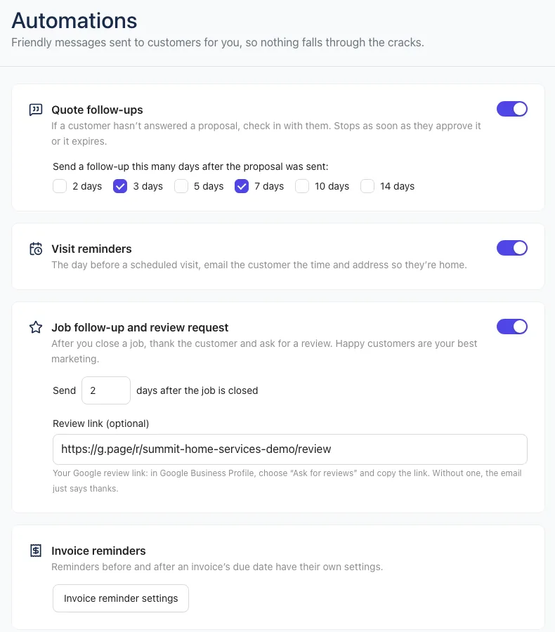 Settings → Automations