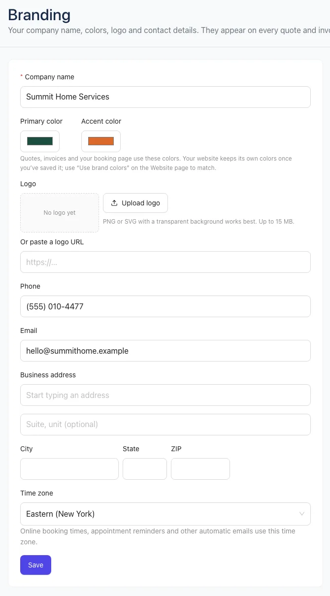 Settings → Branding