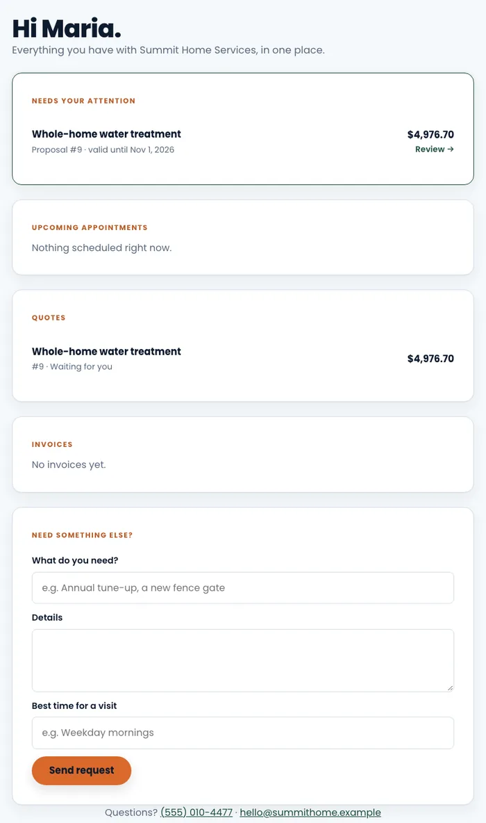 A customer's Client Hub