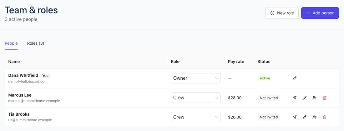 Settings → Team & roles