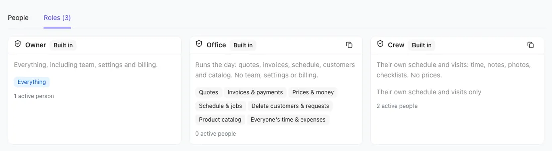 The Roles tab